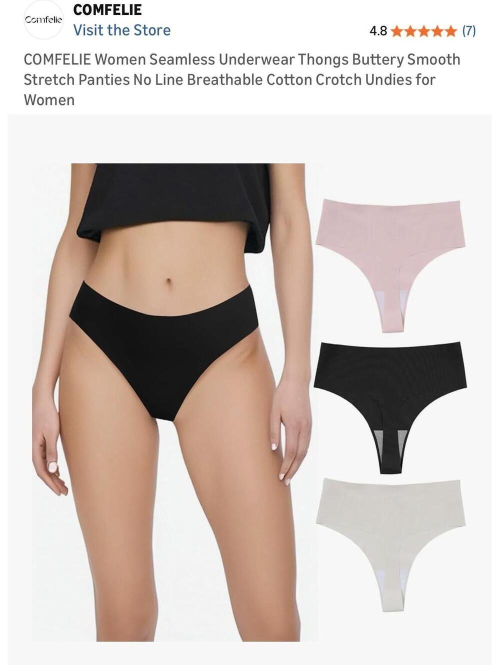 COMFELIE Women Seamless Underwear Thongs Buttery Smooth Stretch Panties No Line